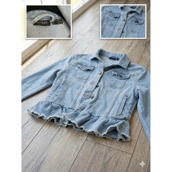 Esmara Jackets & Blazers - Esmara Women's Light Wash Cropped Denim Jacket Ruffle Hem Size 6
